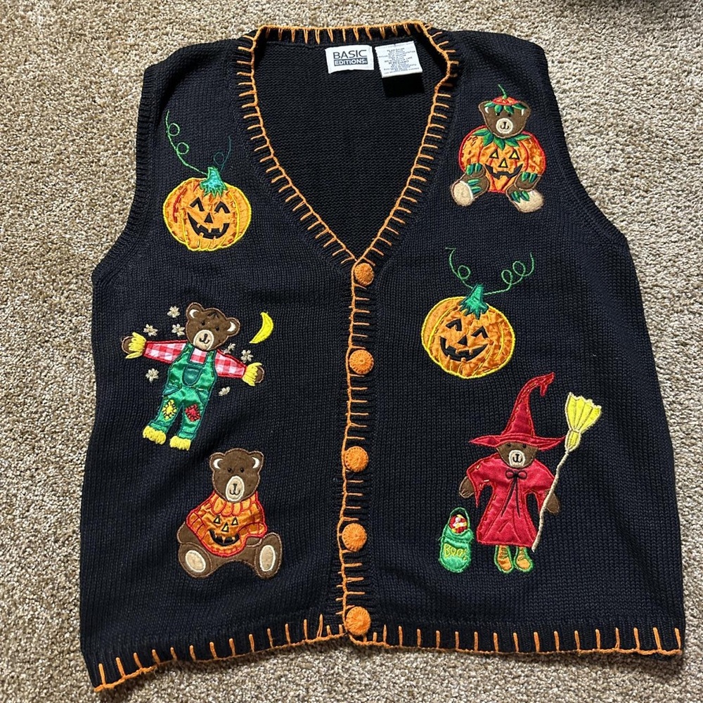 American Vintage Black and Orange Halloween Cardigan